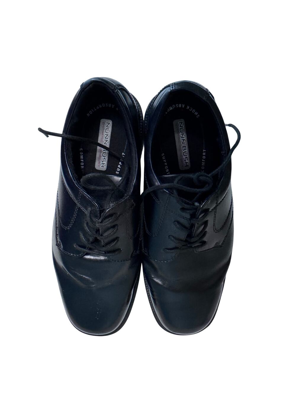 Nunn Bush Turner Men's 8.5 W Black Leather Plain Toe Oxford Non Slip Shoes